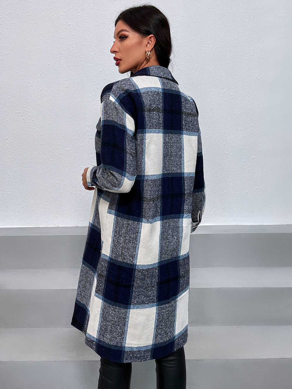 Plaid Button Down Collared Neck Shirt Jacket