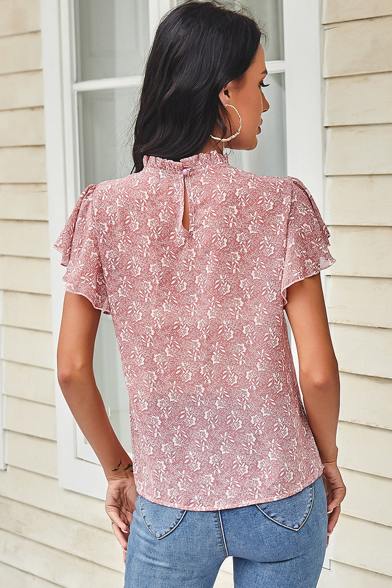 Floral Ruffle Sleeves Top