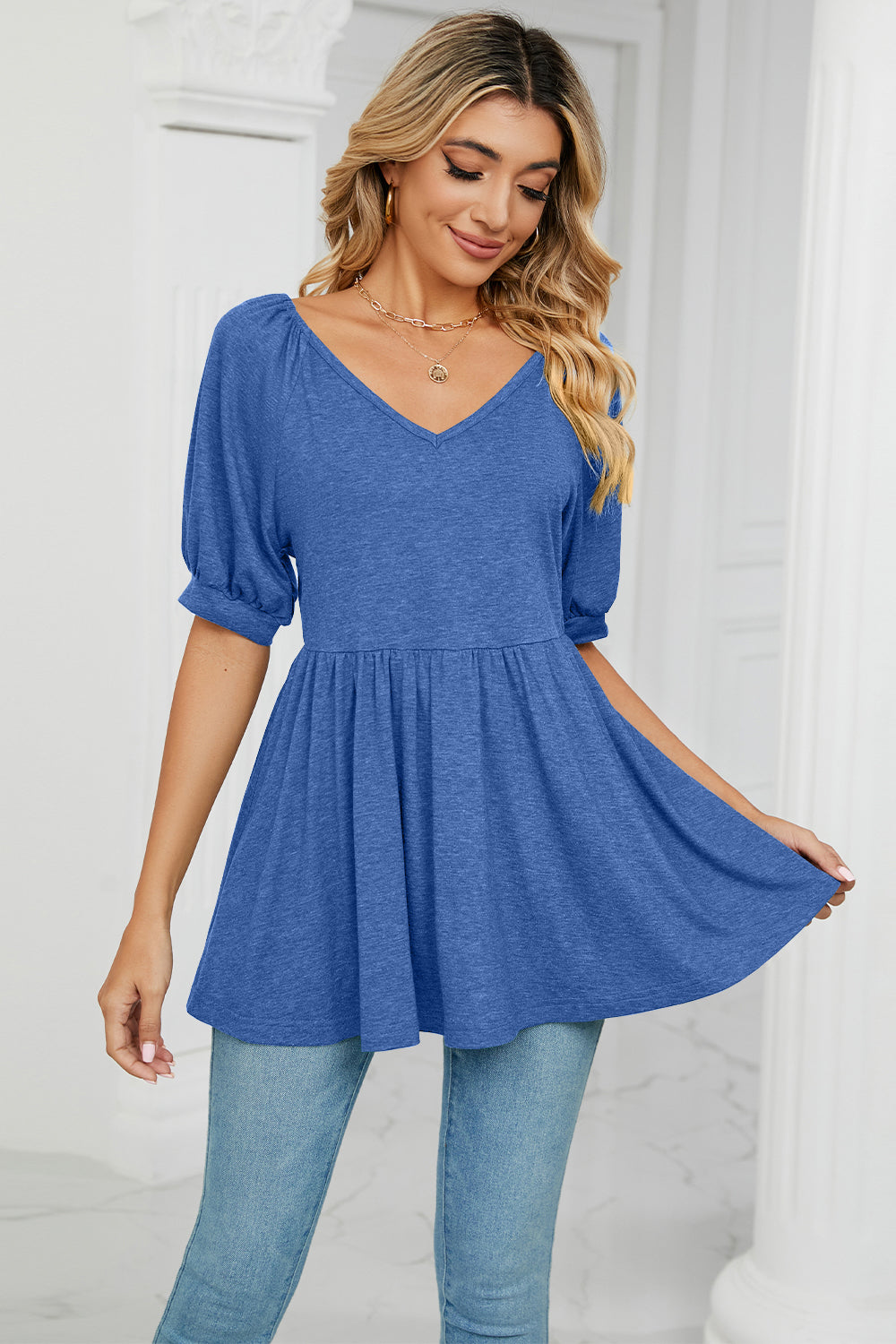 V-Neck Babydoll Top