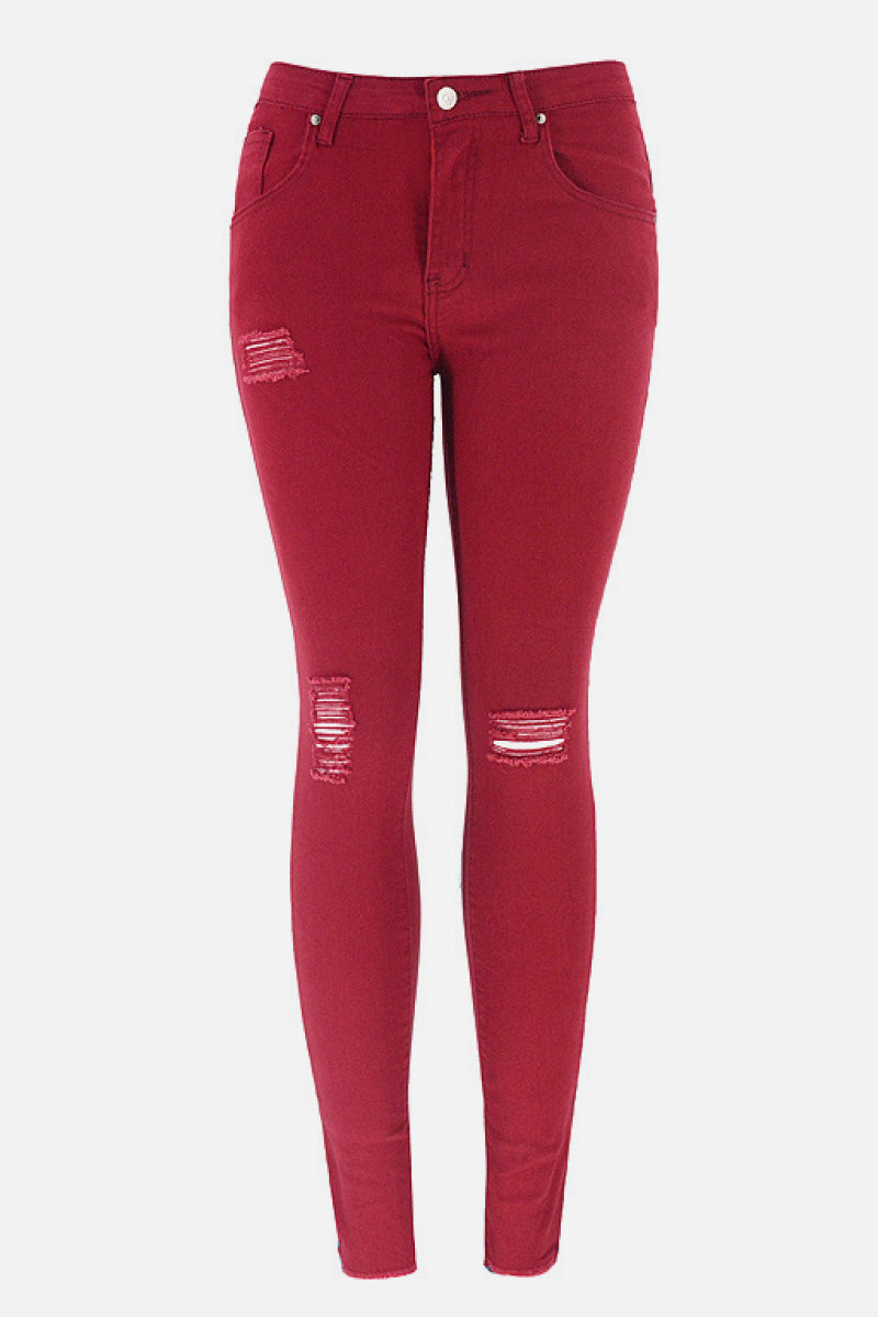 Distressed Red Jeans