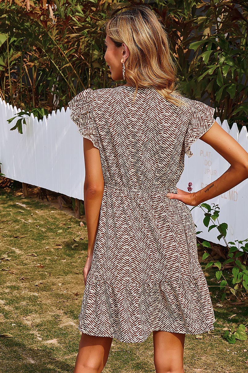 Wavy Fly Out Sleeves Dress
