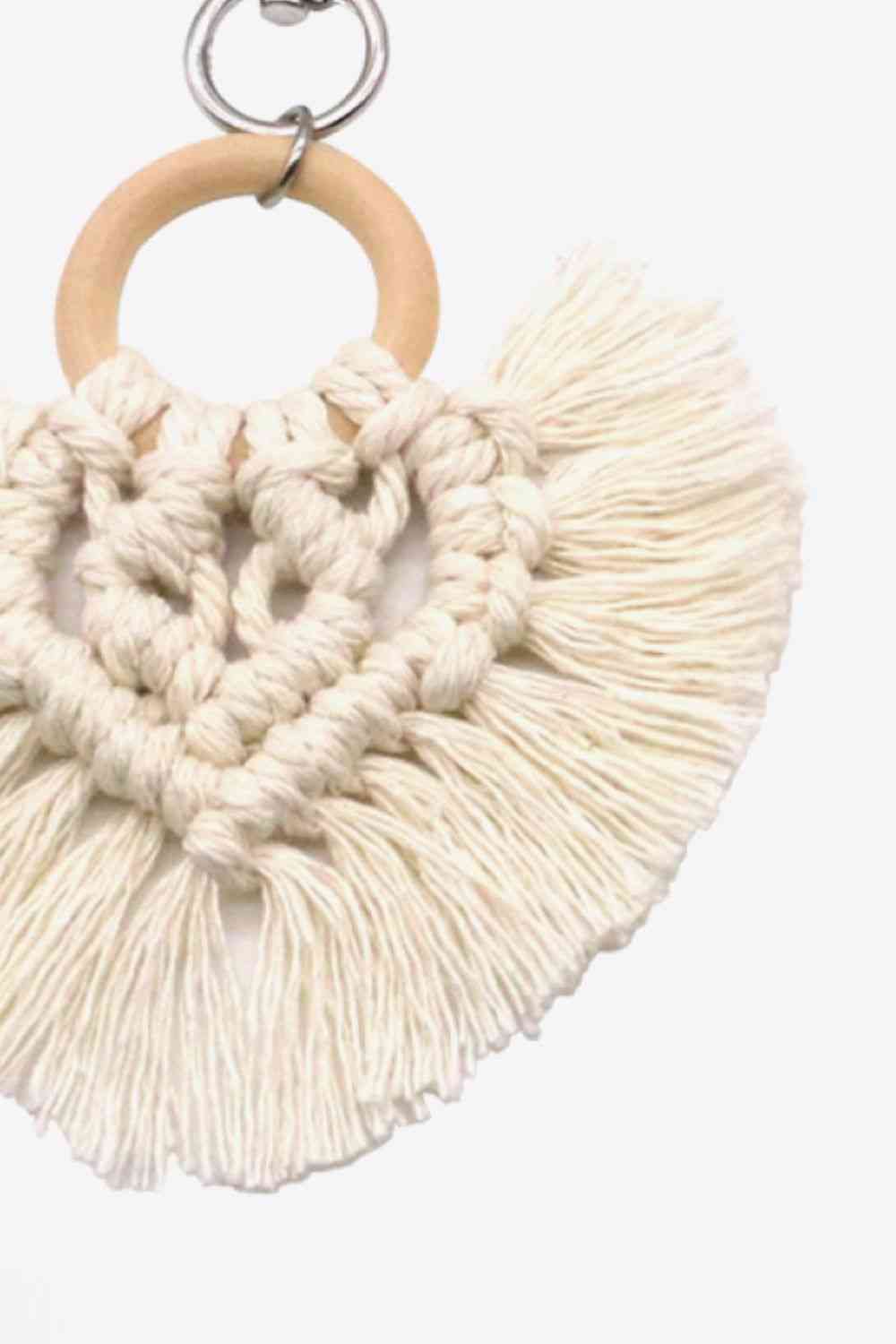 Assorted 4-Pack Heart-Shaped Macrame Fringe Keychain