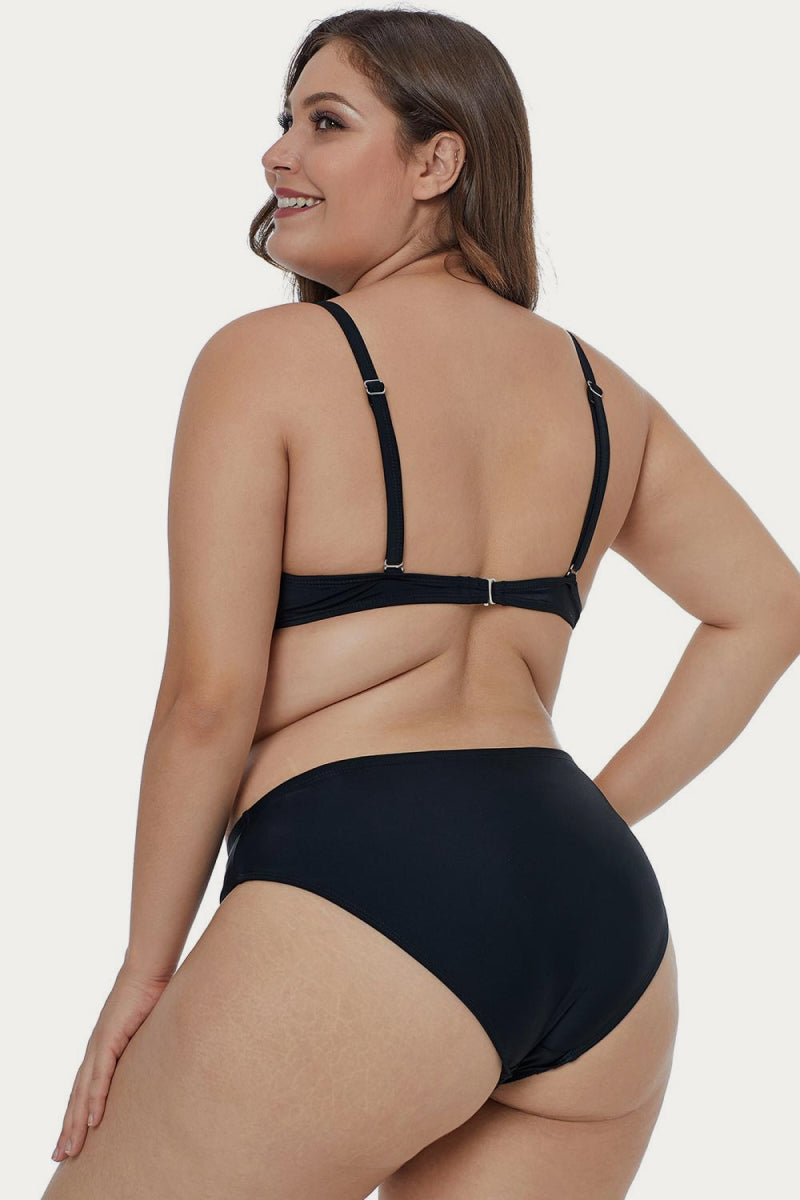 Waves Print Plus Size Bikini Swimwear