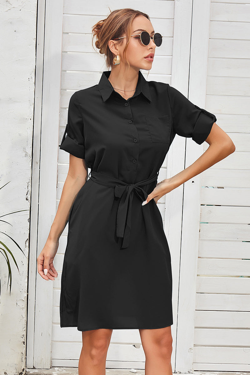 Tie Waist Shirt Dress
