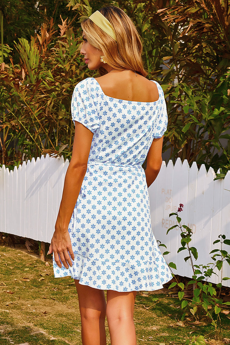 Floral Ruffled Wrap Dress