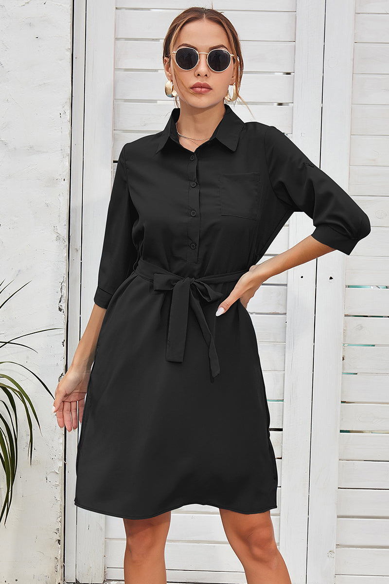 Tie Waist Shirt Dress
