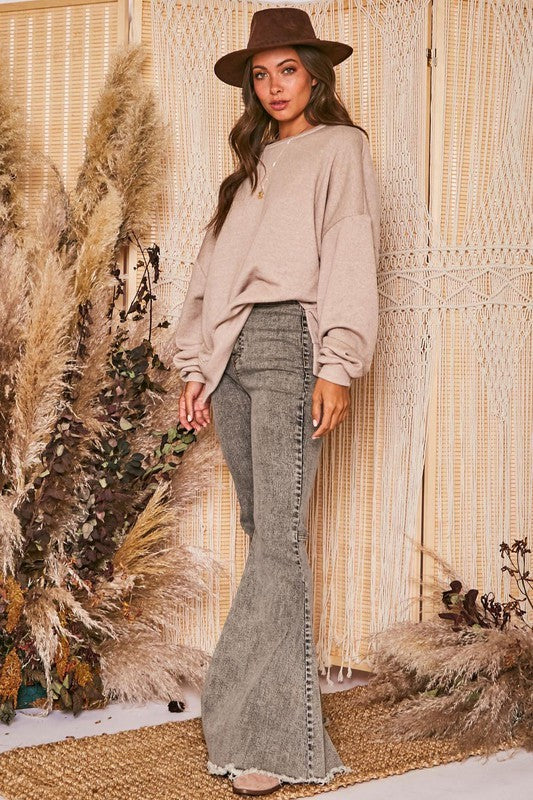 Loose Fit Sweatshirt With Solid Top