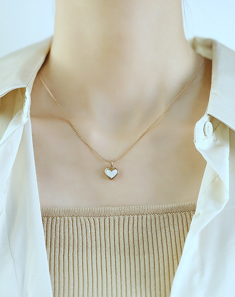 Shell Heart Pendant Necklace Rose Gold