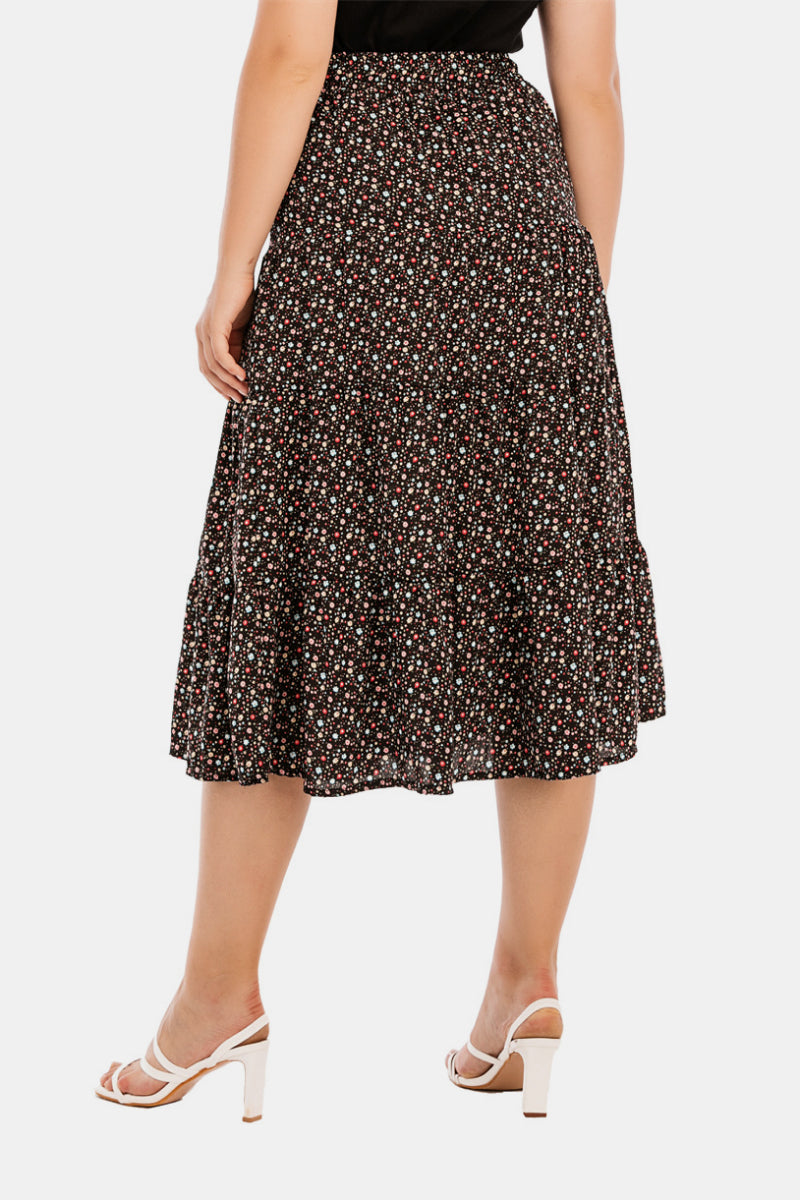 Plus Size Floral Tiered A Line Skirt