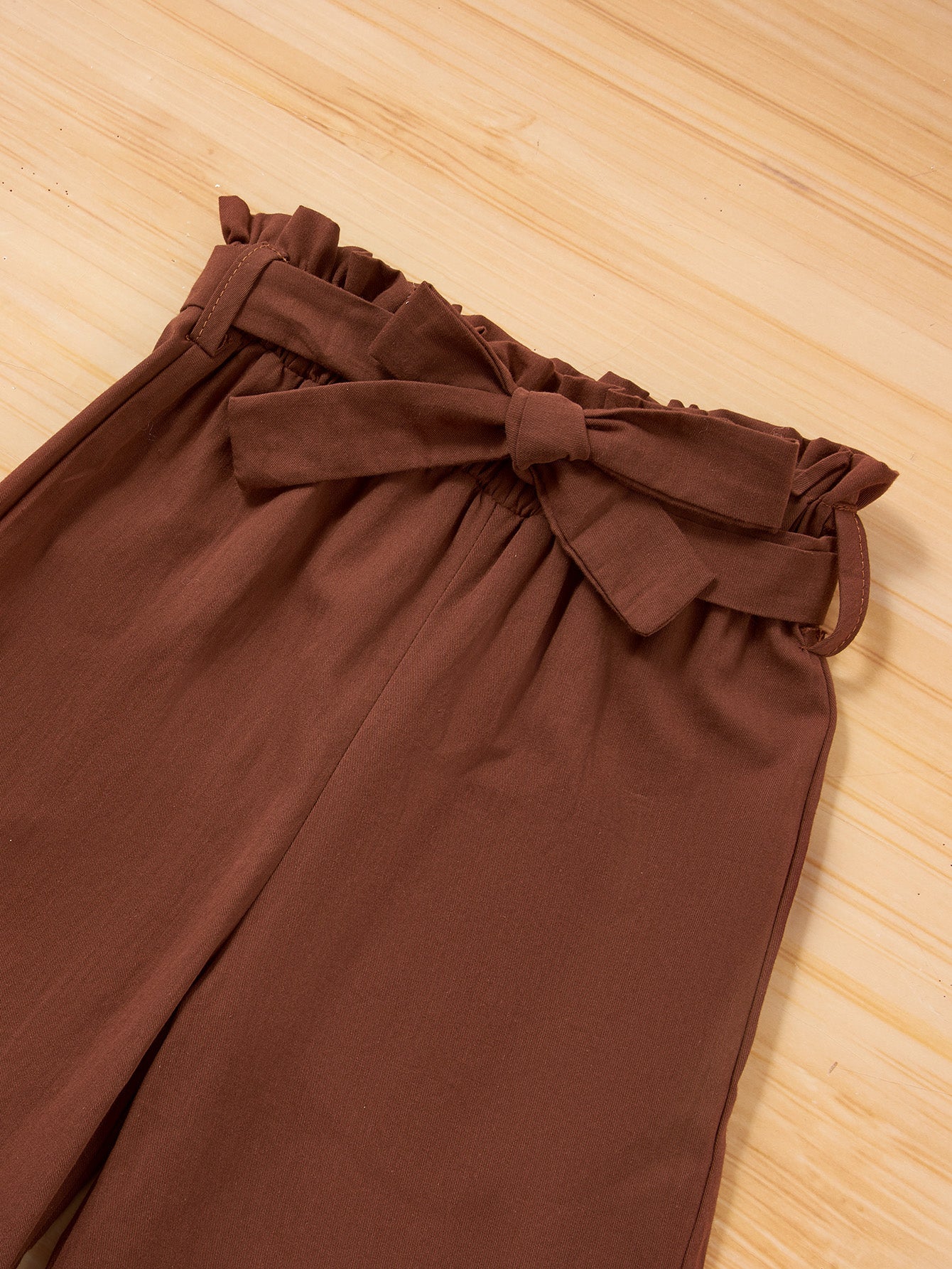 Girls Smock Crop Top and Tie Waist Pants Set