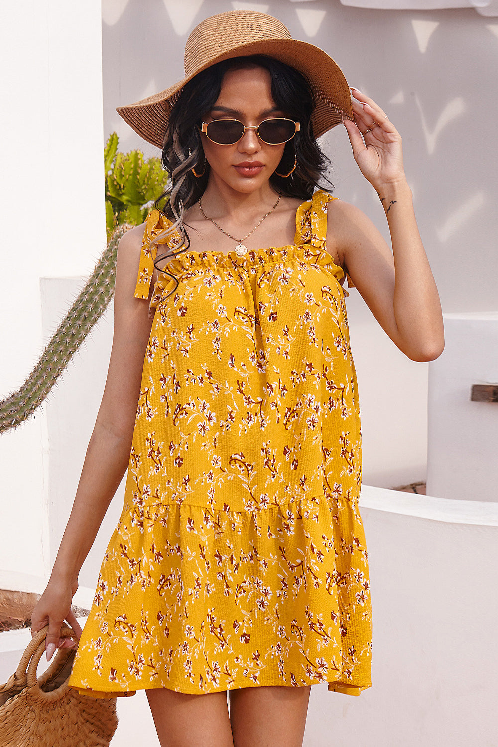 Spaghetti Straps Floral Mini Dress