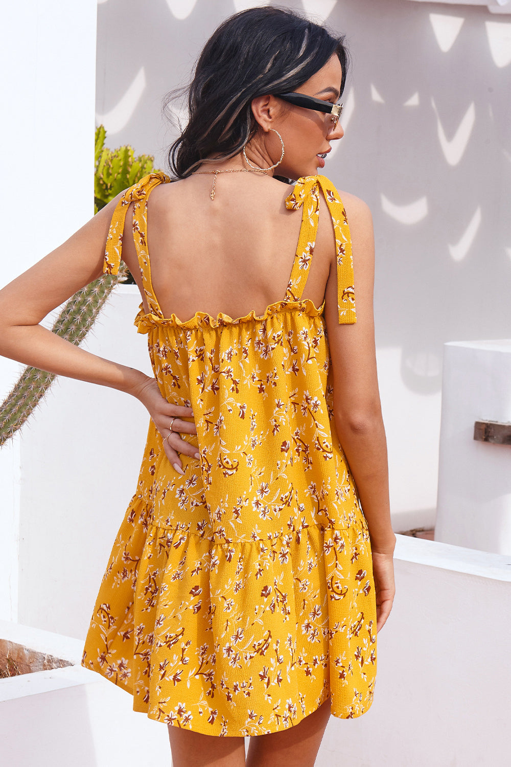 Spaghetti Straps Floral Mini Dress