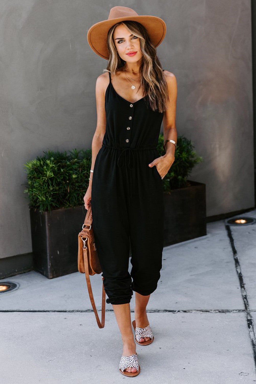Pocketed Tie-Waist Jumpsuit
