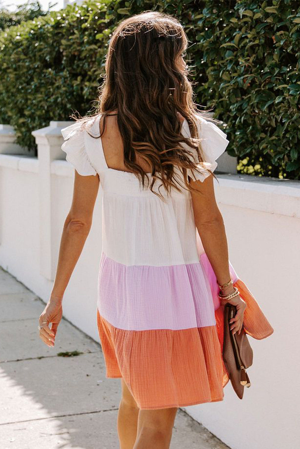 Multicolor Color Block Tiered Dress