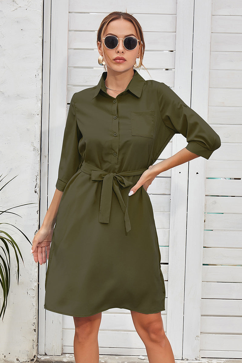 Tie Waist Shirt Dress
