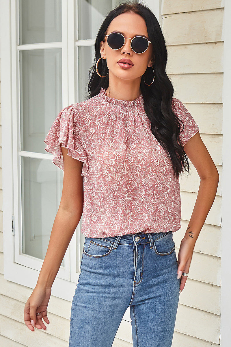Floral Ruffle Sleeves Top