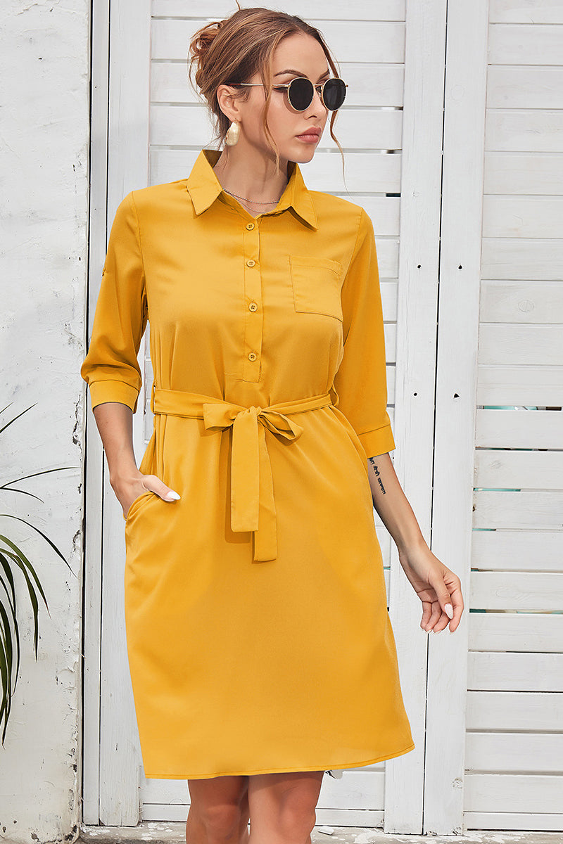 Tie Waist Shirt Dress