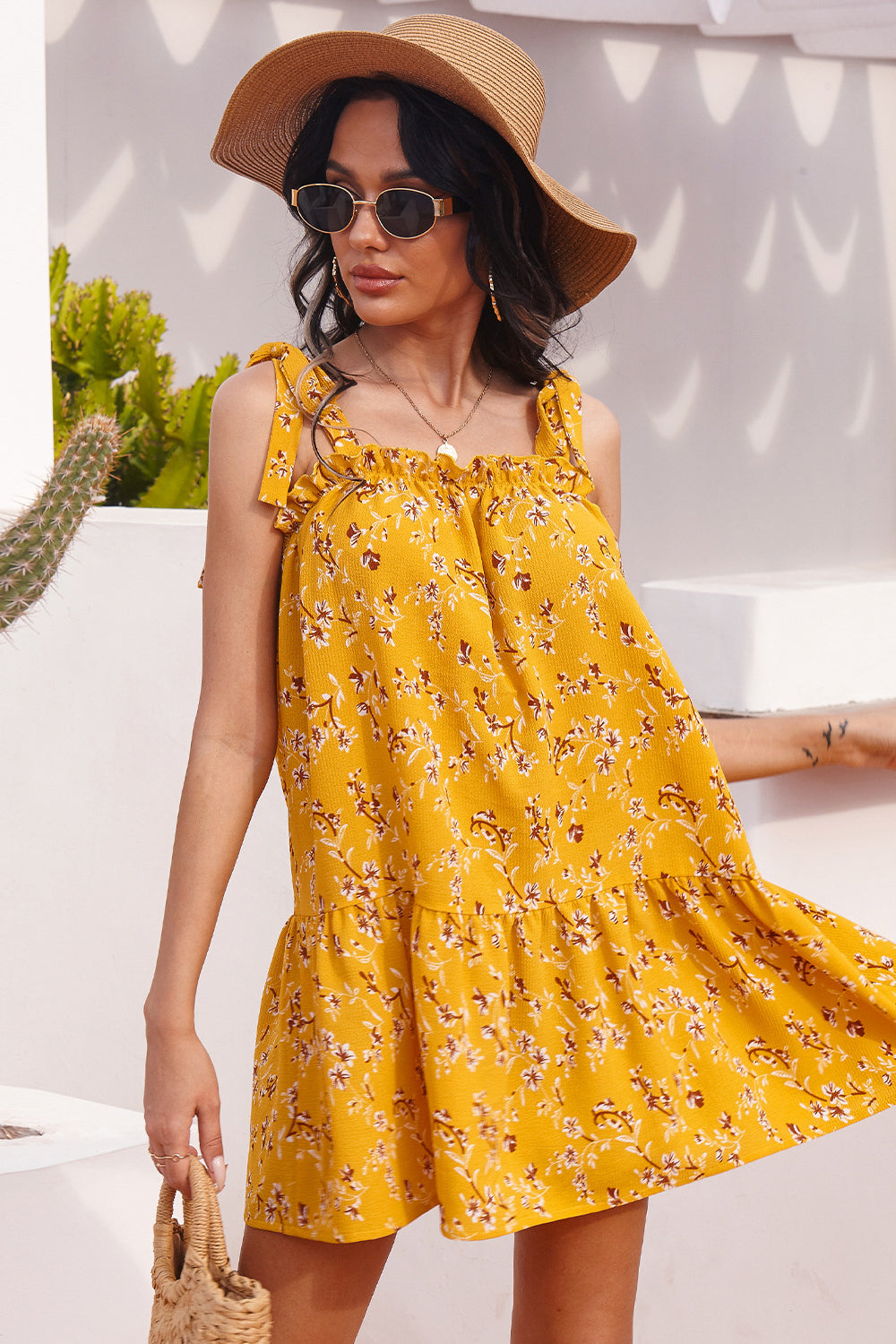 Spaghetti Straps Floral Mini Dress