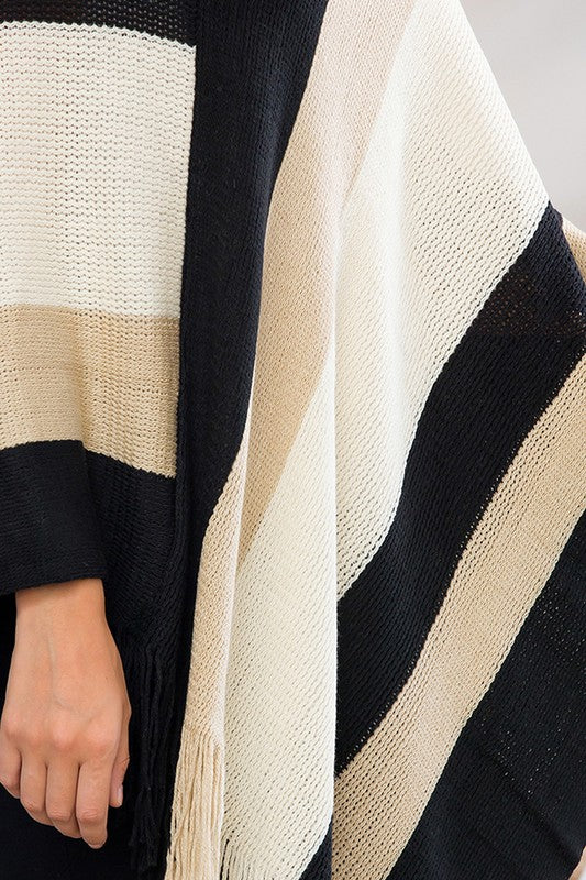 Bold Striped Poncho