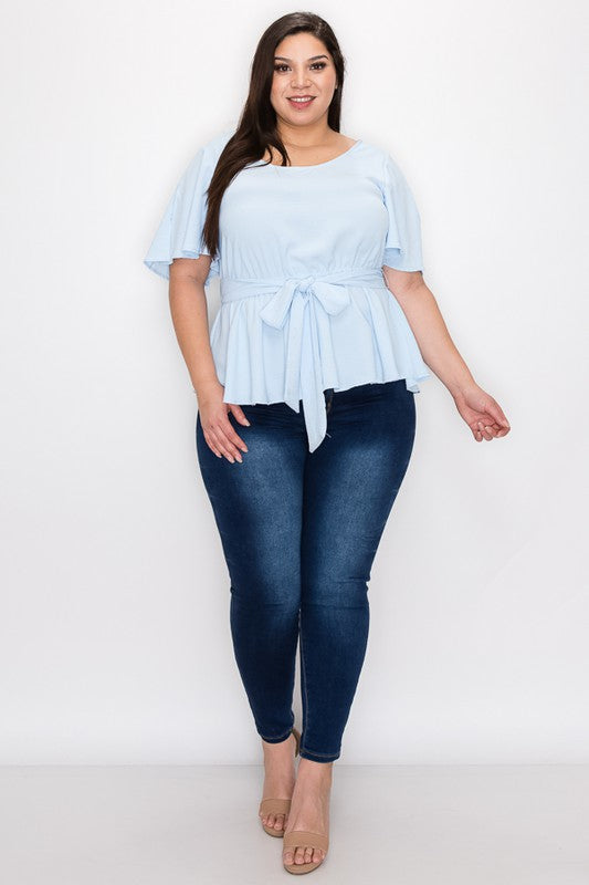 Plus Size Waist Tie Top