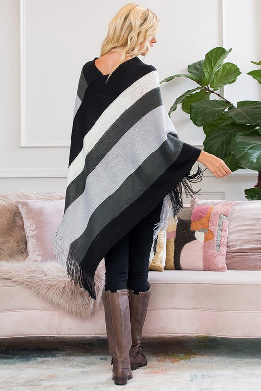Bold Striped Poncho