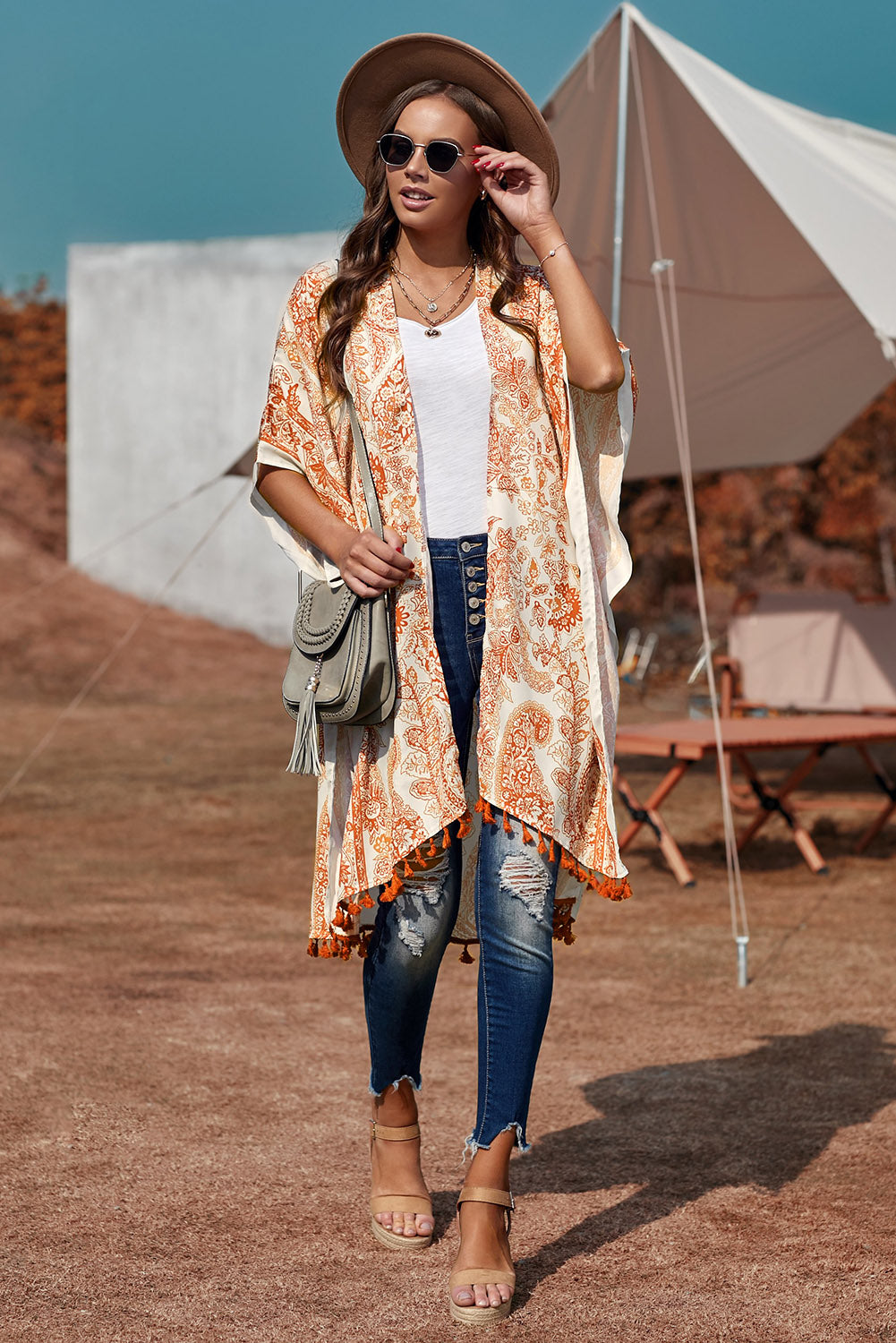 Bohemian Paisley Print Kimono