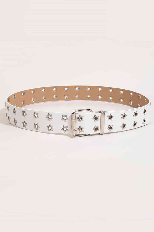 Double Row Star Grommet PU Leather Belt