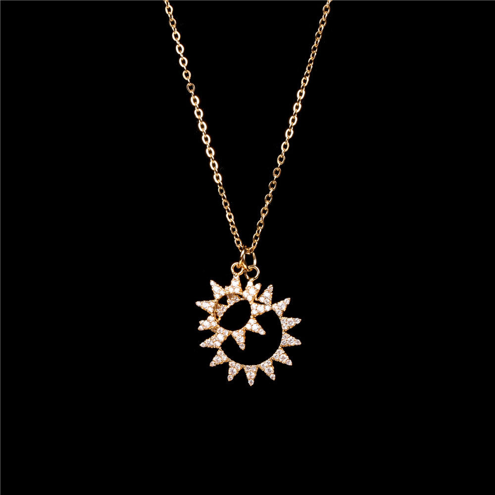 Double Sun Pendant Necklace