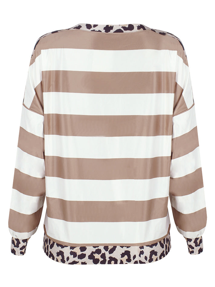 Striped Leopard Long Sleeves Top