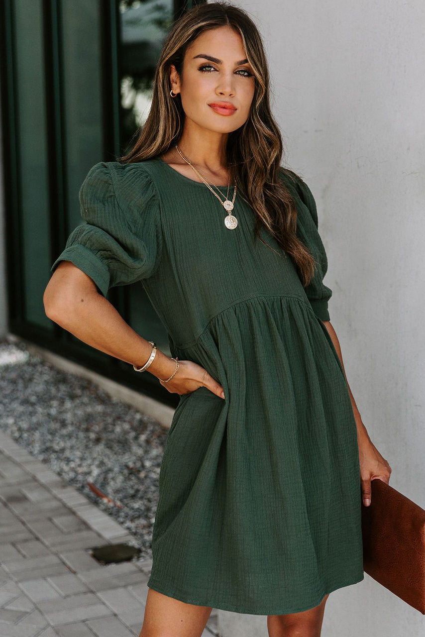 Puff Sleeve Empire Waist Dress