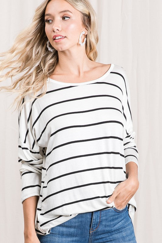 Stripe Tunic Top with Lace Detail