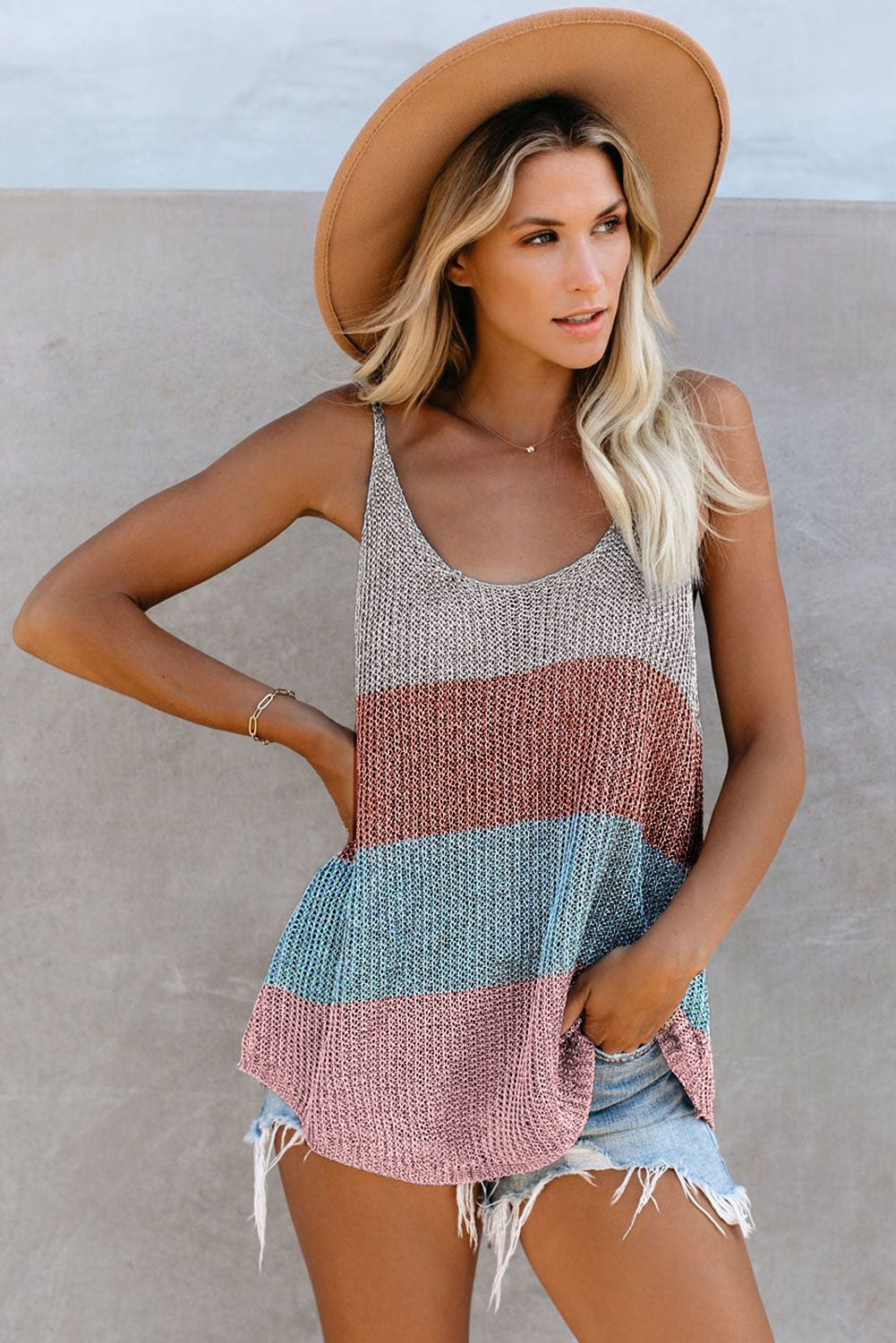 Multicolor Knitted Cami Tank Top