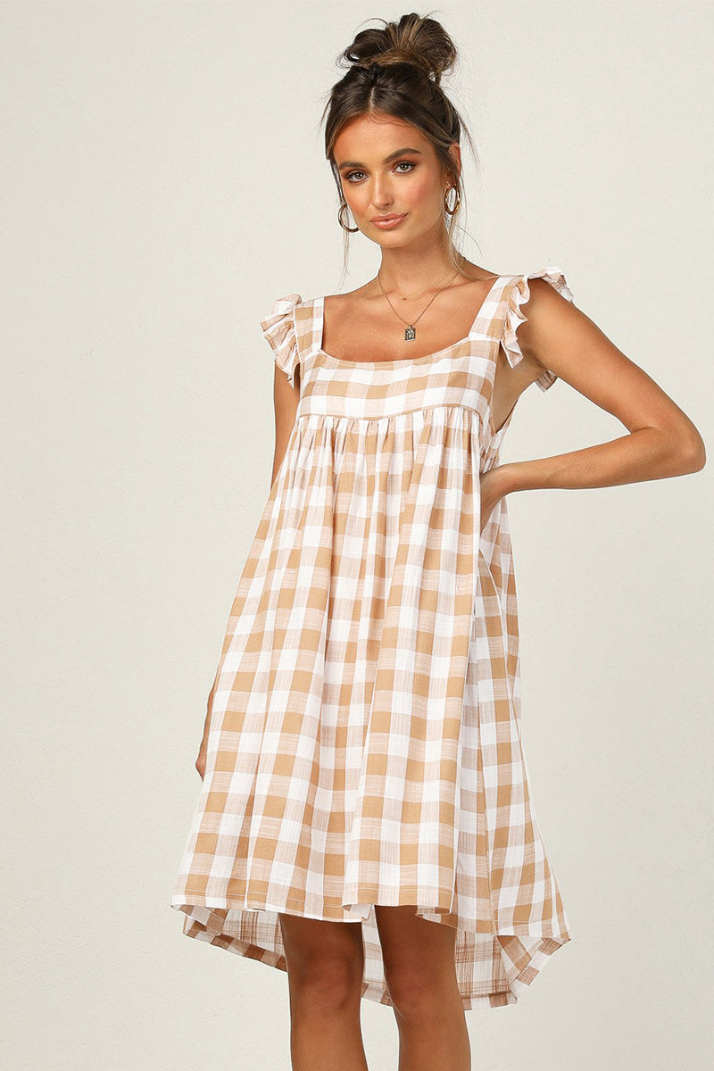 Plaid Babydoll Mini Dress