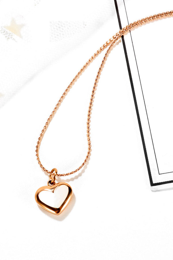 Shell Heart Pendant Necklace Rose Gold