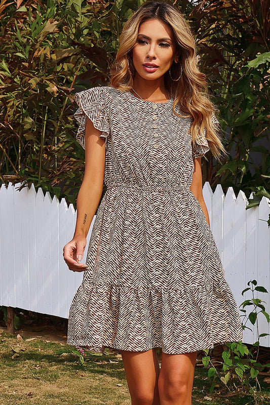 Wavy Fly Out Sleeves Dress