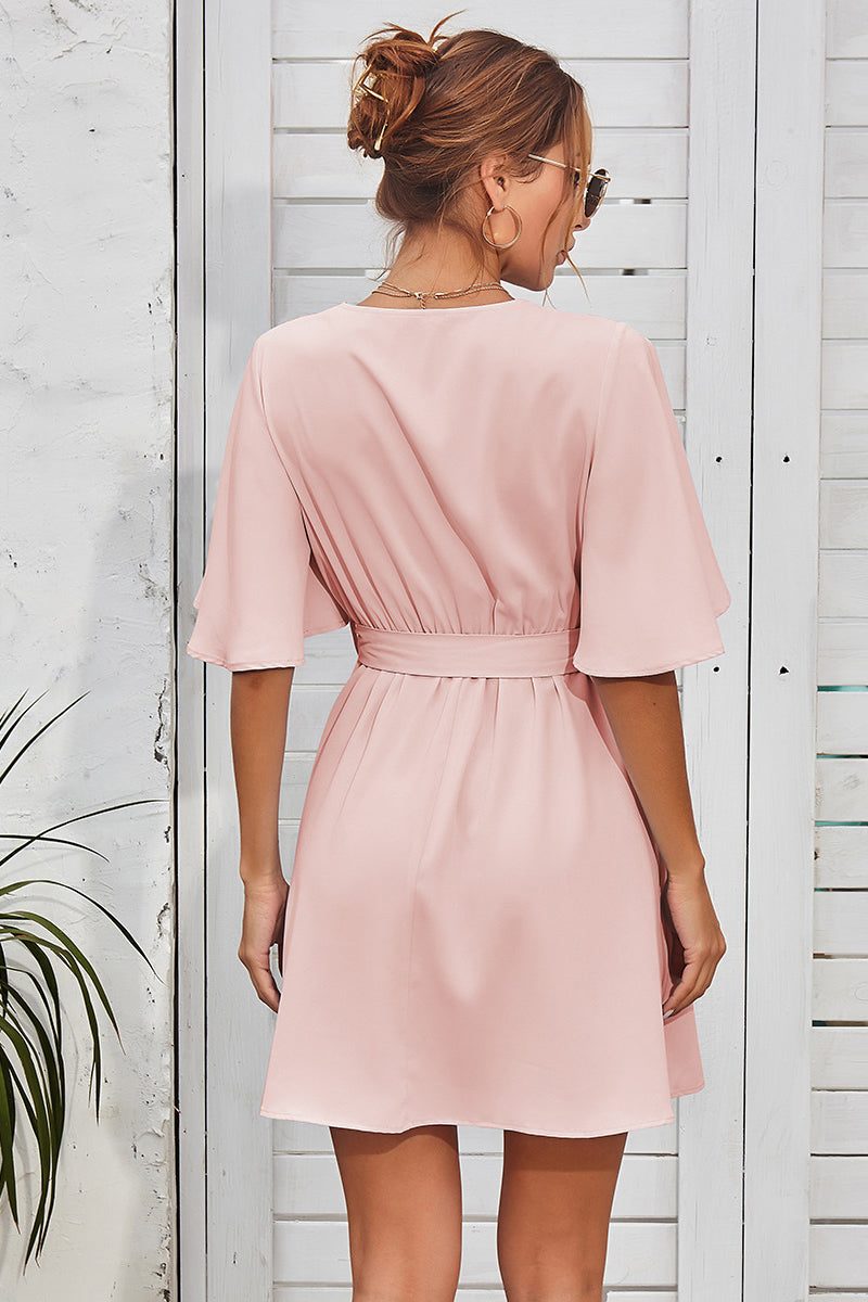 Laced Plunge Neck Dress
