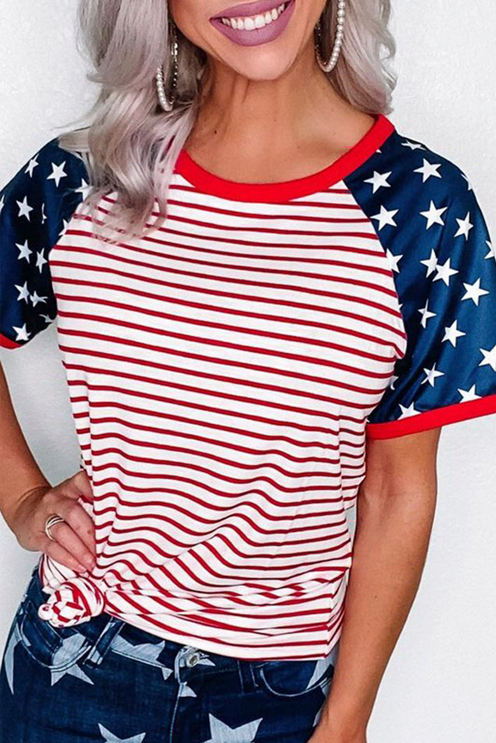 Stars and Stripes Flag Pattern T-Shirt