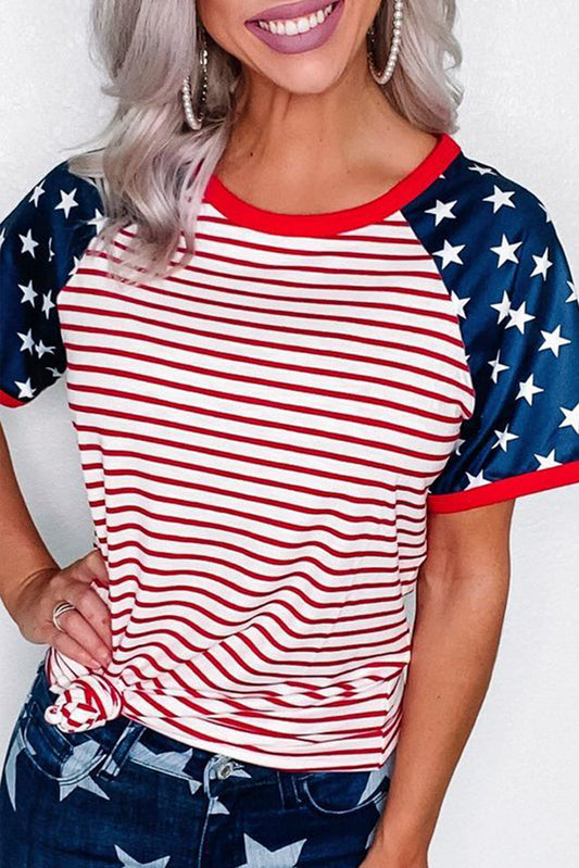 Stars and Stripes Flag Pattern T-Shirt