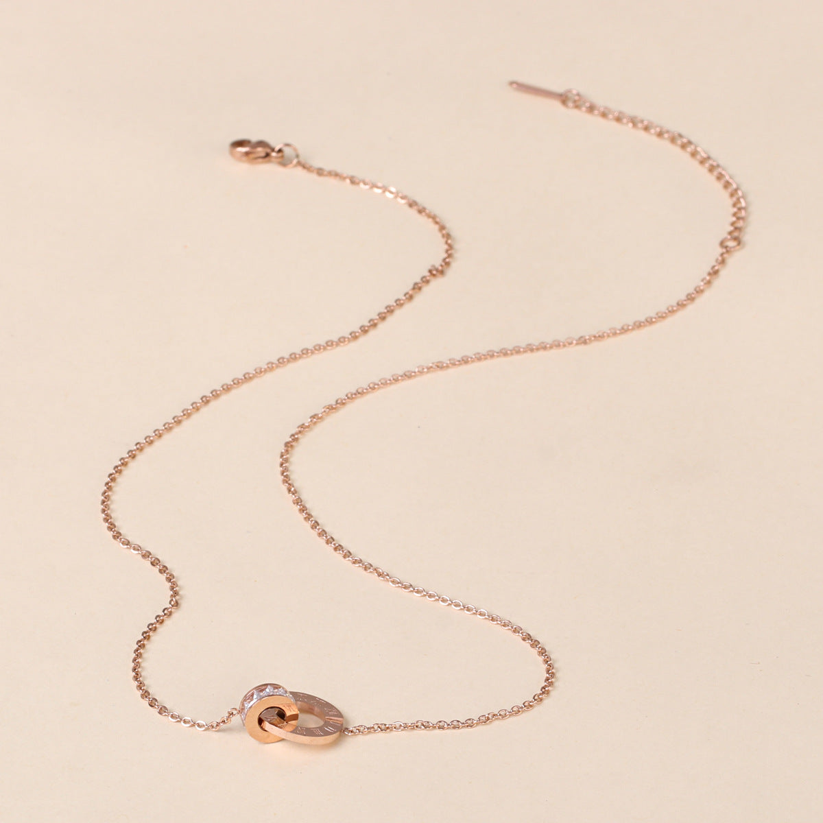 Rhinestone Double Ring Necklace