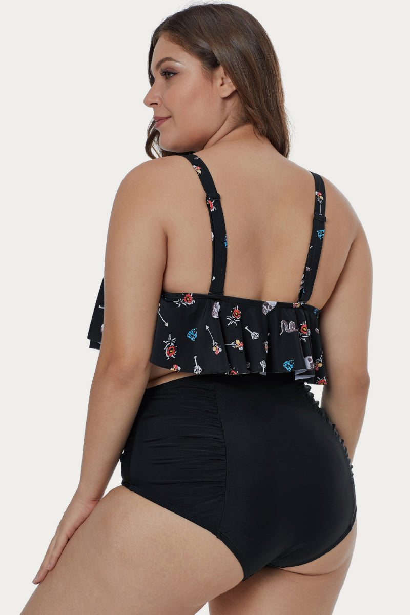 Print Hammock Flounce Crop Bikini