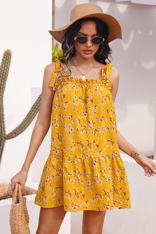 Spaghetti Straps Floral Mini Dress