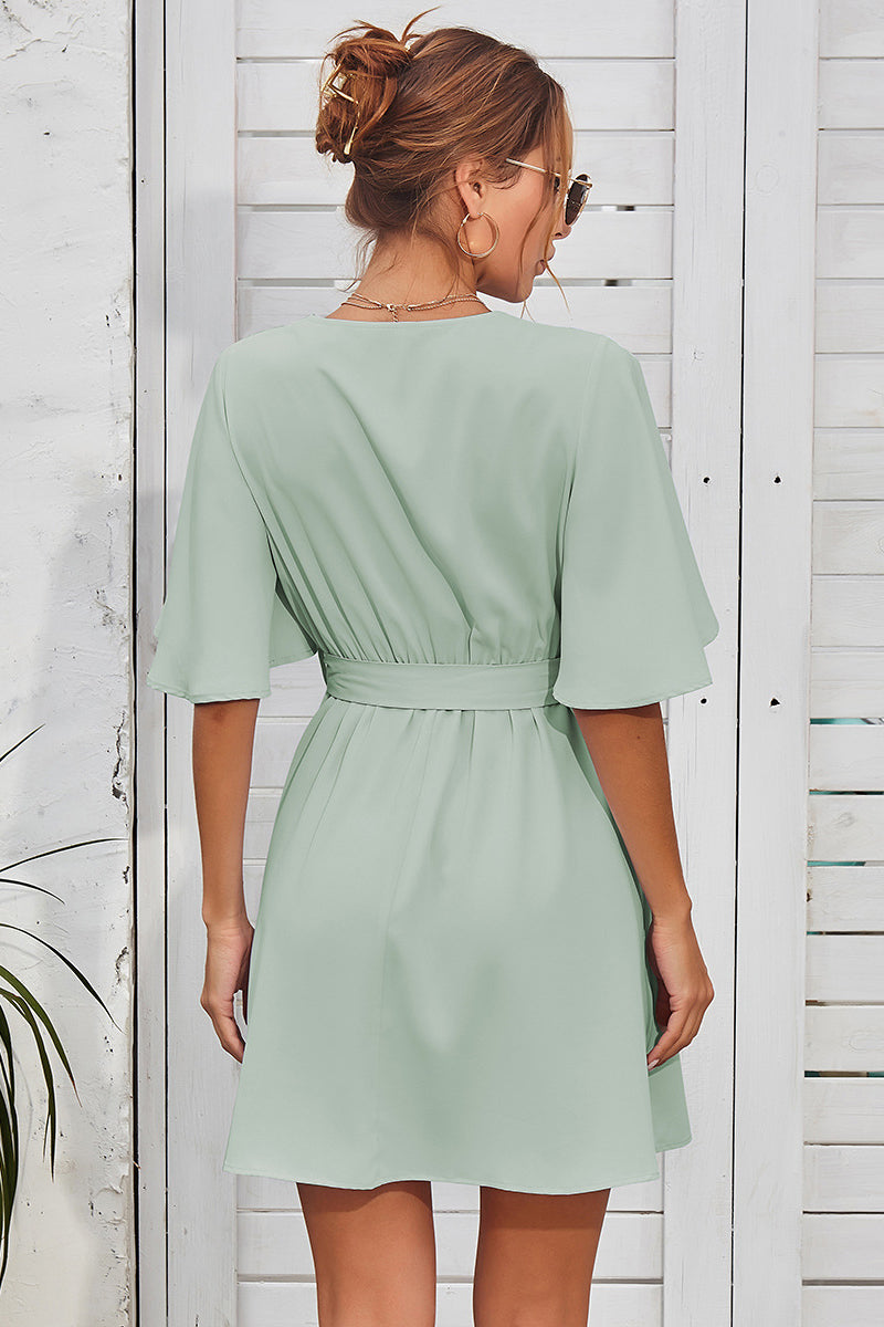 Laced Plunge Neck Dress