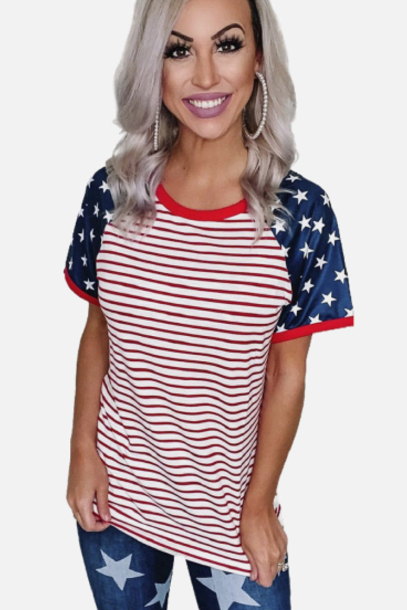 Stars and Stripes Flag Pattern T-Shirt