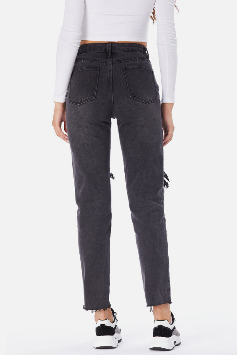 Destroyed Slim Black Jeans