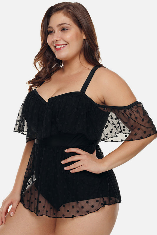 Off Shoulder Mesh Swimsuit