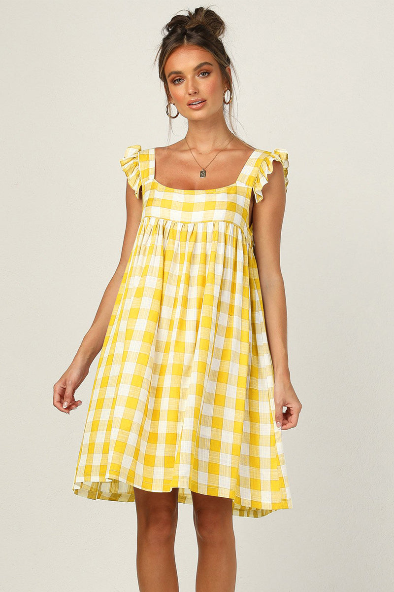 Plaid Babydoll Mini Dress