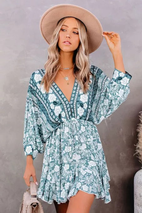 Bohemian Vintage Print Dress