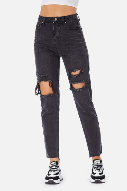 Destroyed Slim Black Jeans
