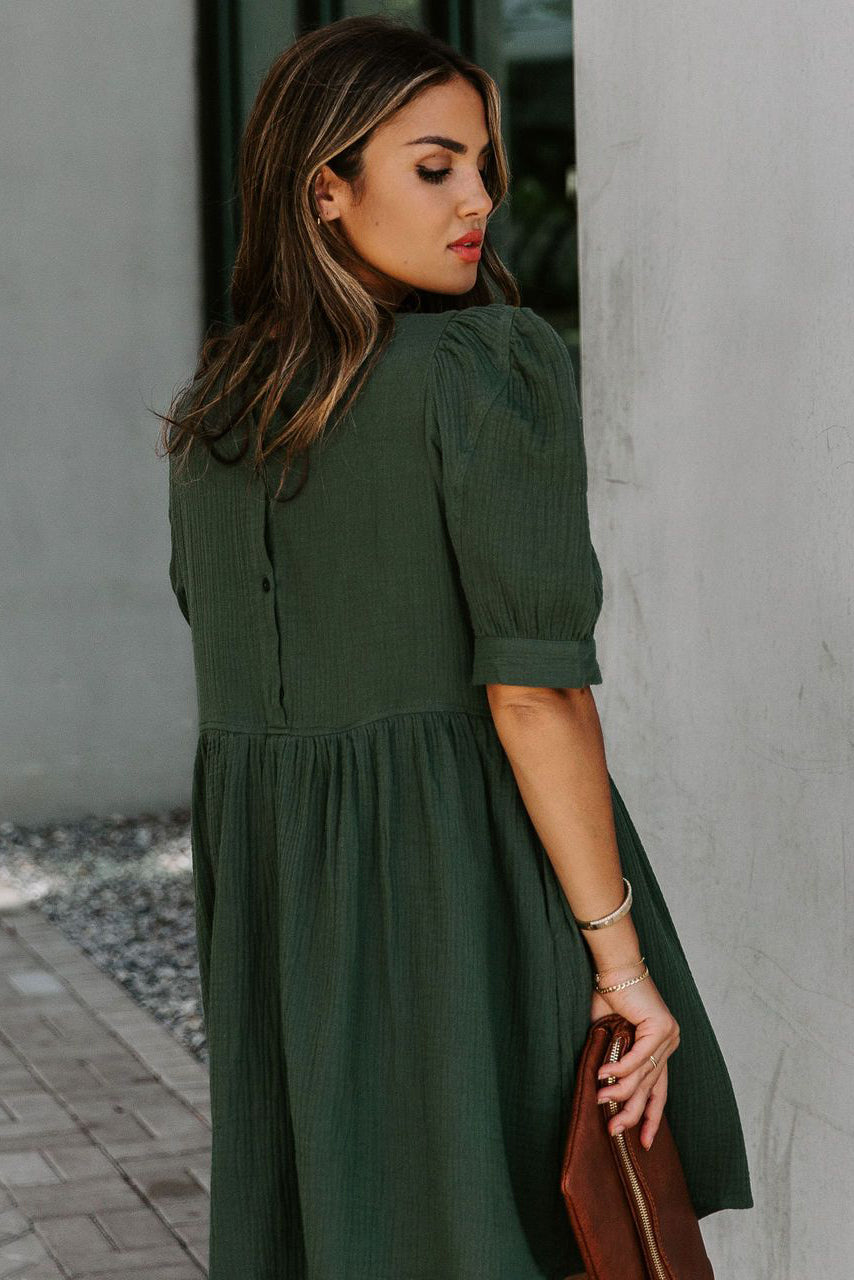 Puff Sleeve Empire Waist Dress