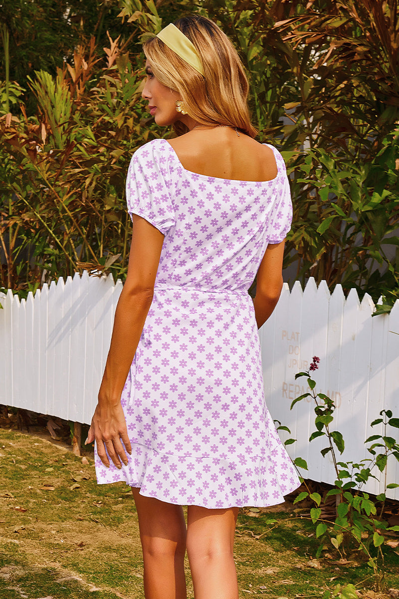Floral Ruffled Wrap Dress